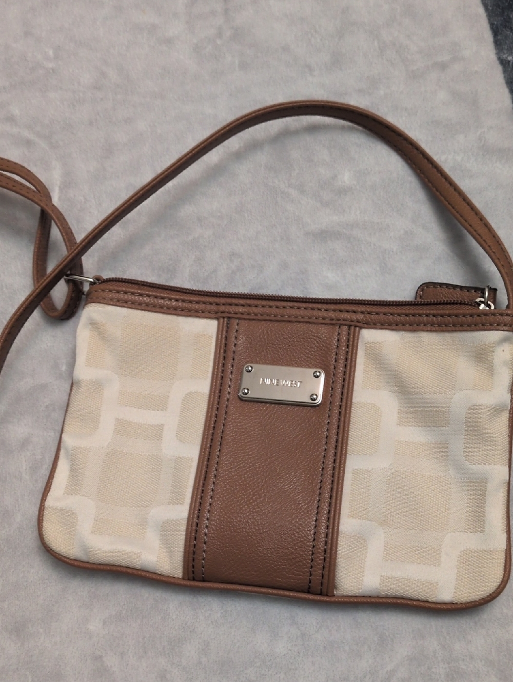 Nine West Cream and Brown Crossbody Shoulder Bag
